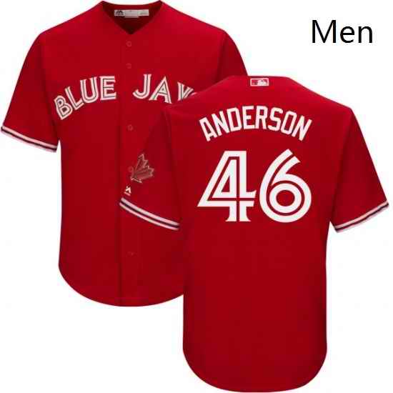 Mens Majestic Toronto Blue Jays 46 Brett Anderson Replica Scarlet Alternate Cool Base MLB Jersey